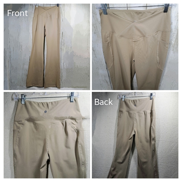 Baleaf Laureate Women Med Tan/Khaki V-Waist Flared Leg Pullon Workout Pants NWT - Picture 3 of 7